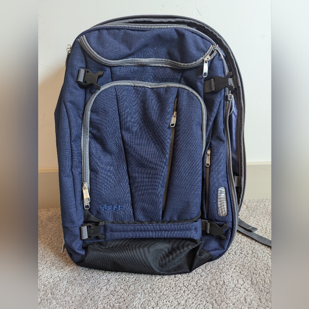 EUC eBags Mother Lode Jr Travel Backpack Luggage Blue Carry On size